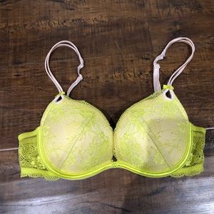 Victoria’s Secret Gorgeous Sexy Little Things Lace Push Up Bra Green Pink